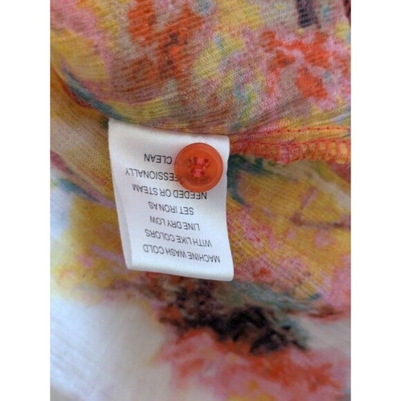 Abstract Floral Lace Up Blouse Womens Size Large Boho Festival Artistic Flowy - Picture 7 of 10